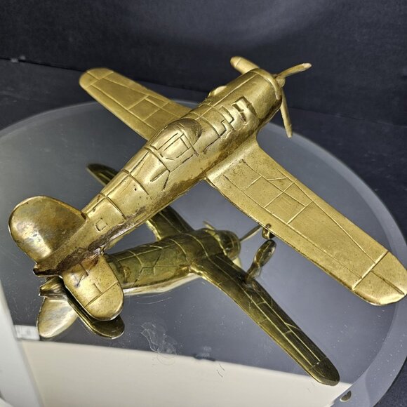 Vintage Brass Desk Collector Aviation Pilot Decor Air Plane Figure - Picture 1 of 10